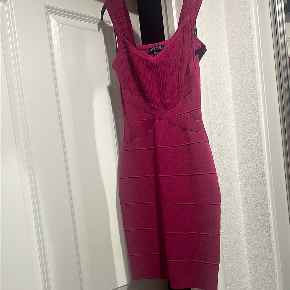 Flattering Guess Magenta Bandage Dress